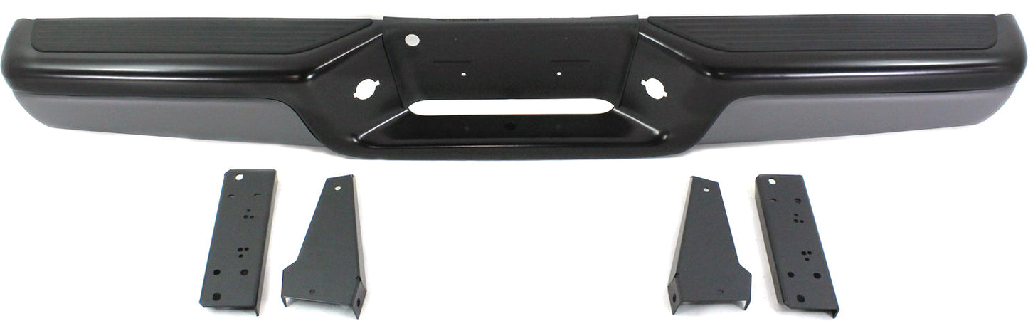 DAKOTA 97-04 STEP BUMPER, FACE BAR AND PAD, w/ Pad Provision, w/ Mounting Bracket, Powdercoated Black w/ Gray Face Cover