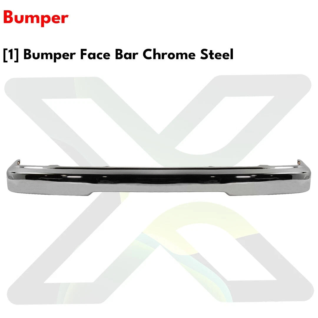 Front Bumper Chrome Steel & Bumper Brackets Kit For 1995-1997 Toyota Tacoma