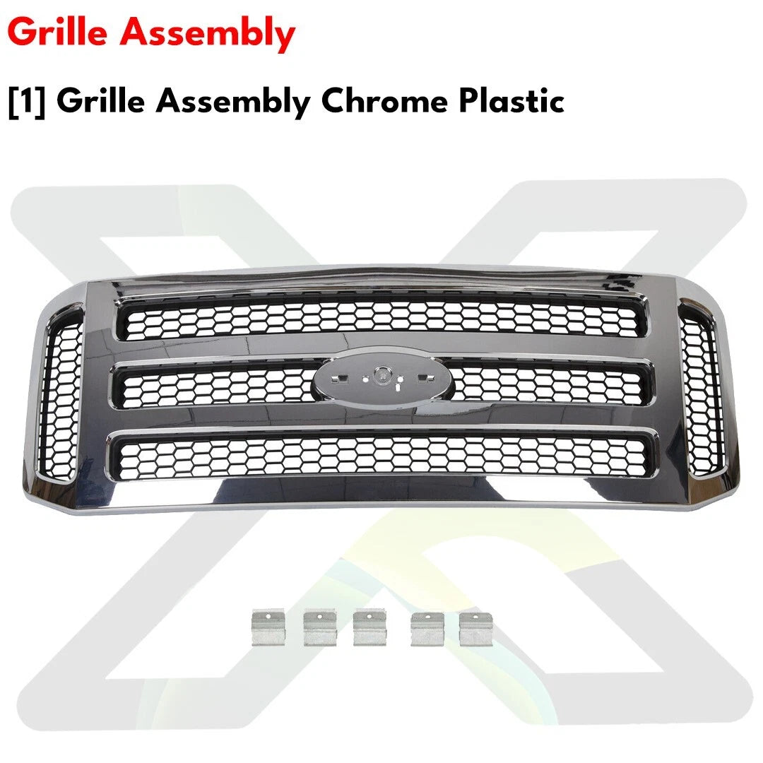 Front Bumper Chrome & Valance Kit Fits 2005-2007 Ford F-250 F-350 Super Duty