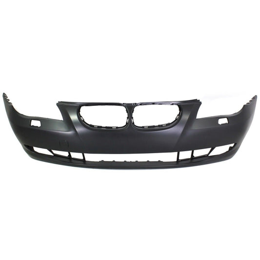 Front Bumper Cover Primed For 2008-2010 BMW 5-Series Without M Pkg | Park Dist Ctrl Snsr Holes Sedan Replacement REPB010333P