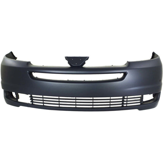 Front Bumper Cover Primed For 2004-2005 Toyota Sienna With Park Assist Snsr Holes With Radar Cruise Control Replacement T010341P