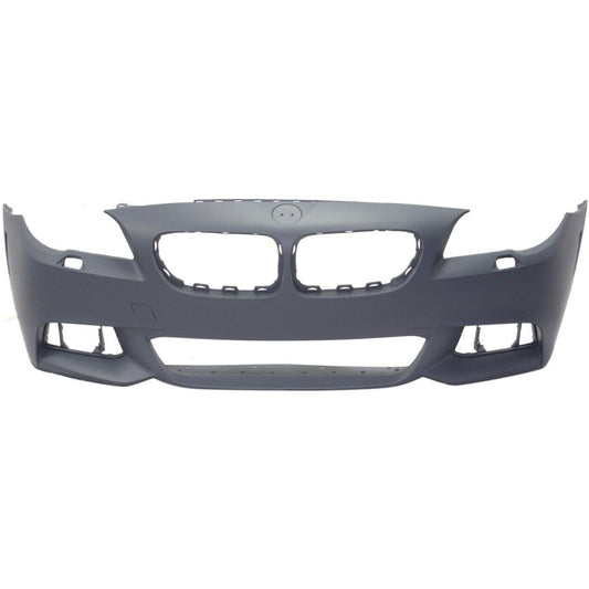 Front Bumper Cover Primed For 2014-2016 BMW 5-Series With M Sport Line Without Park Distance Control Sensor Holes Sedan Replacement REPBM010344P