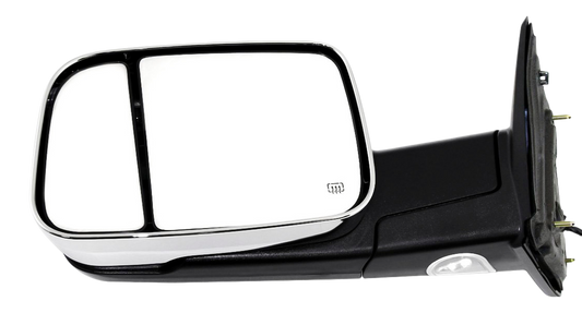 DODGE FULL SIZE P/U 10-10/RAM FULL SIZE P/U 11-11 TOWING MIRROR LH, Power, Manual Folding, Heated, Chrome, w/o Auto-Dimming, BSD, and In-housing Signal Light, w/ Memory