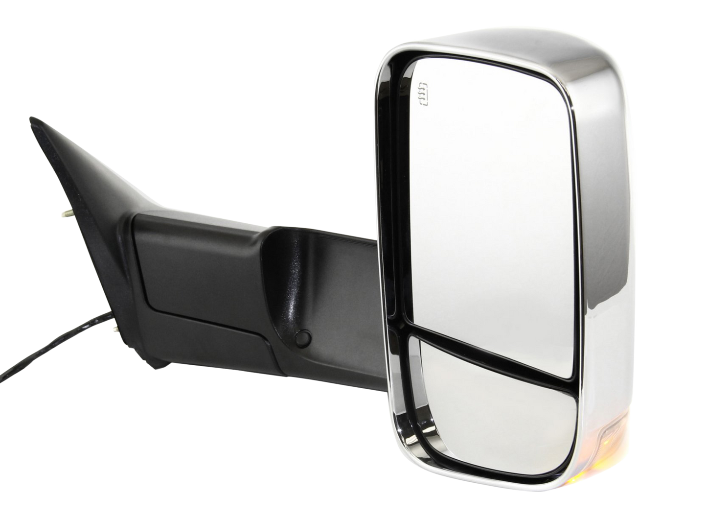 DODGE FULL SIZE P/U 10-10/RAM FULL SIZE P/U 11-11 TOWING MIRROR RH, Power, Manual Folding, Heated, Chrome, w/o Auto-Dimming, BSD, and In-housing Signal Light, w/ Memory