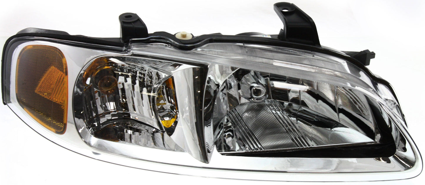 SENTRA 02-03 HEAD LAMP RH, Assembly, Halogen, w/ Chrome Trim, CA/GXE/XE/Limited Models