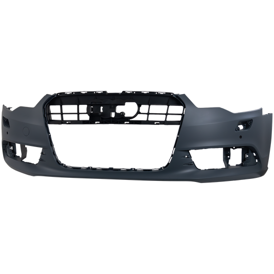 A6 12-15 FRONT BUMPER COVER, Primed, w/o S-Line Pkg, w/ Parking Aid Snsr Holes, w/o IPAS Holes