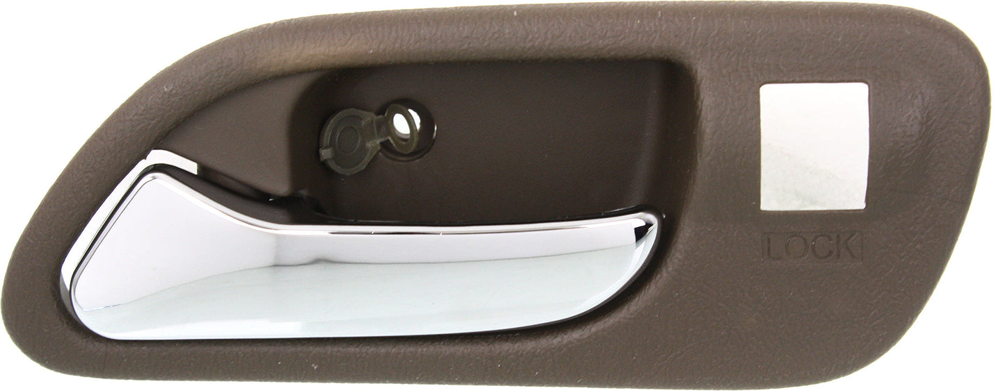 TL 99-03/MDX 01-06 FRONT INTERIOR DOOR HANDLE LH, Chr Lever+Brown Housing (Saddle), Plas, (MDX-w/o Touring Pkg)