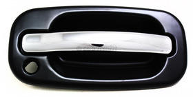 SILVERADO/SIERRA 99-06 FRONT EXTERIOR DOOR HANDLE RH, Chrme Lvr+Smth Blk Bezel, w/ Keyhole, Includes 2007 Classic