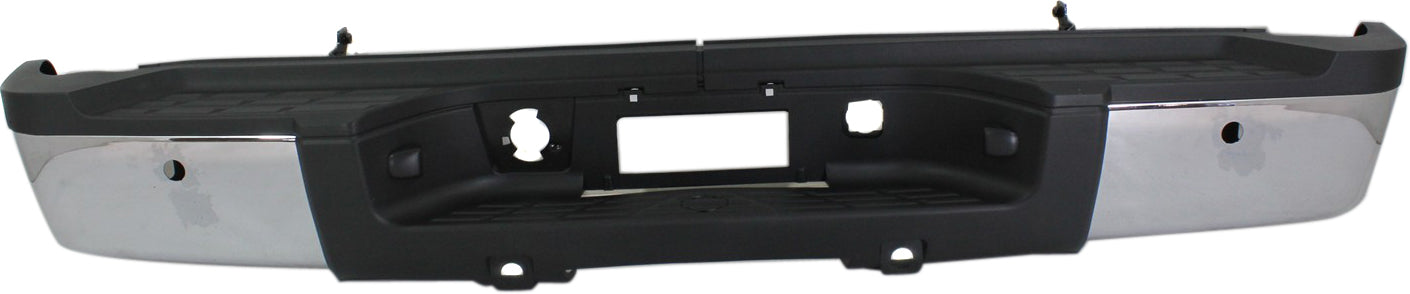 SILVERADO/SIERRA 2500 HD/3500 HD 11-14 STEP BUMPER, FACE BAR AND PAD, w/ Pad Provision, w/o Mounting Bracket, Chrome, w/ Rear Object Sensor Holes, Single Rear Wheels