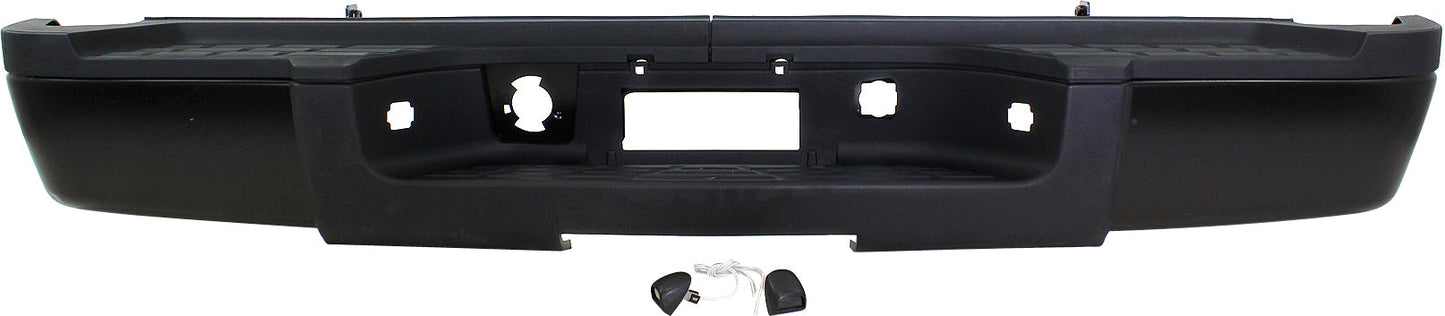 SILVERADO/SIERRA 2500 HD/3500 HD 11-13 STEP BUMPER, FACE BAR AND PAD, w/ Pad Provision, w/o Mounting Bracket, Powdercoated Black, w/o Rear Object Sensor Holes, (3500 HD, Single Rear Wheels)