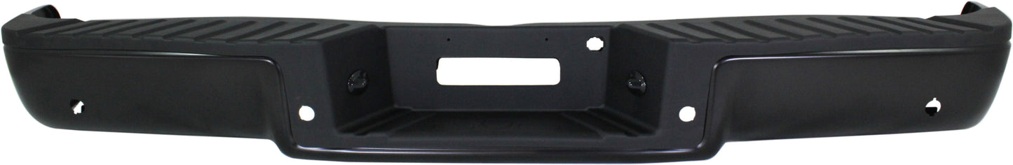 F-150 06-08 STEP BUMPER, FACE BAR AND PAD, w/ Pad Provision, w/o Mounting Bracket, Powdercoated Black, Hitch Style, w/ Rear Object Sensor Holes, Fleetside
