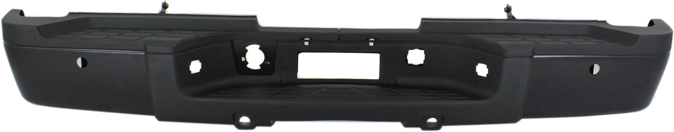 SILVERADO/SIERRA 3500 HD 11-13 STEP BUMPER, FACE BAR AND PAD, w/ Pad Provision, w/o Mounting Bracket, Powdercoated Black, w/ Rear Object Sensor Holes, Dual Rear Wheels