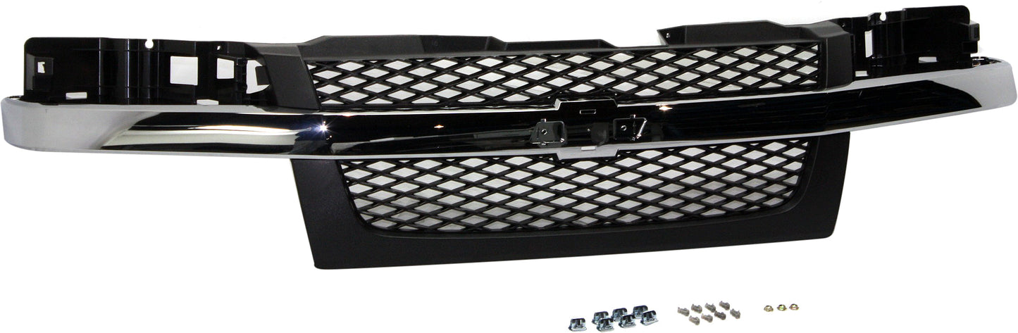 COLORADO 04-12 GRILLE, Mesh Insert, Textured Dark Gray Shell and Insert, 2-Piece Design, w/ Chrome Center Bar