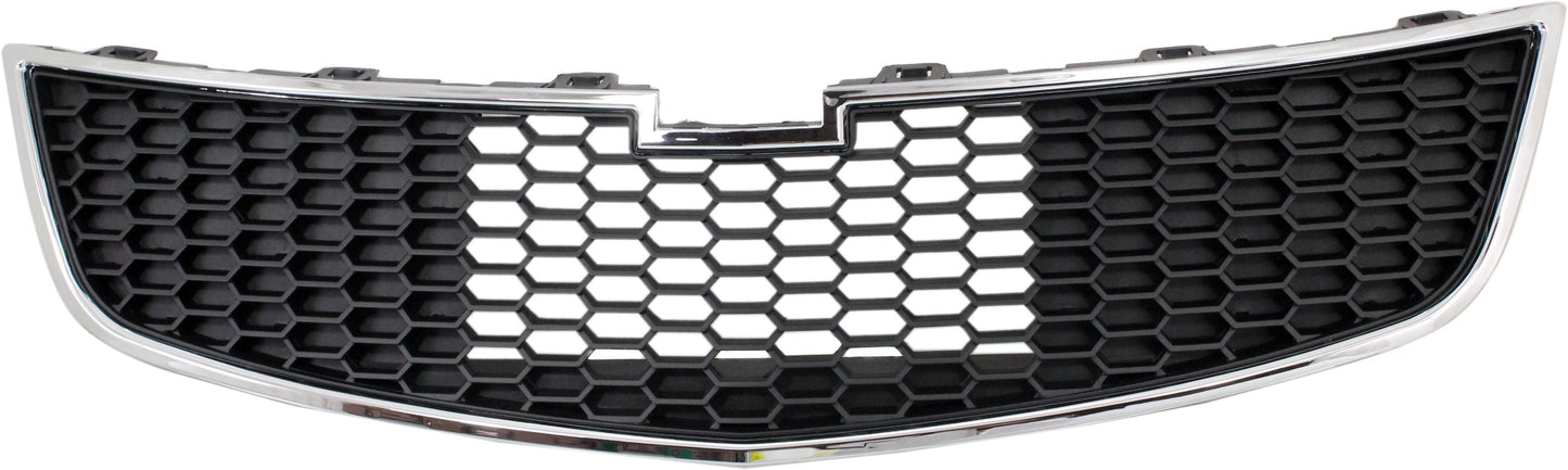 CRUZE 11-14 FRONT BUMPER GRILLE, Plastic, Chrome Shell/Painted Black Insert, Eco Model, 1.4L Eng.