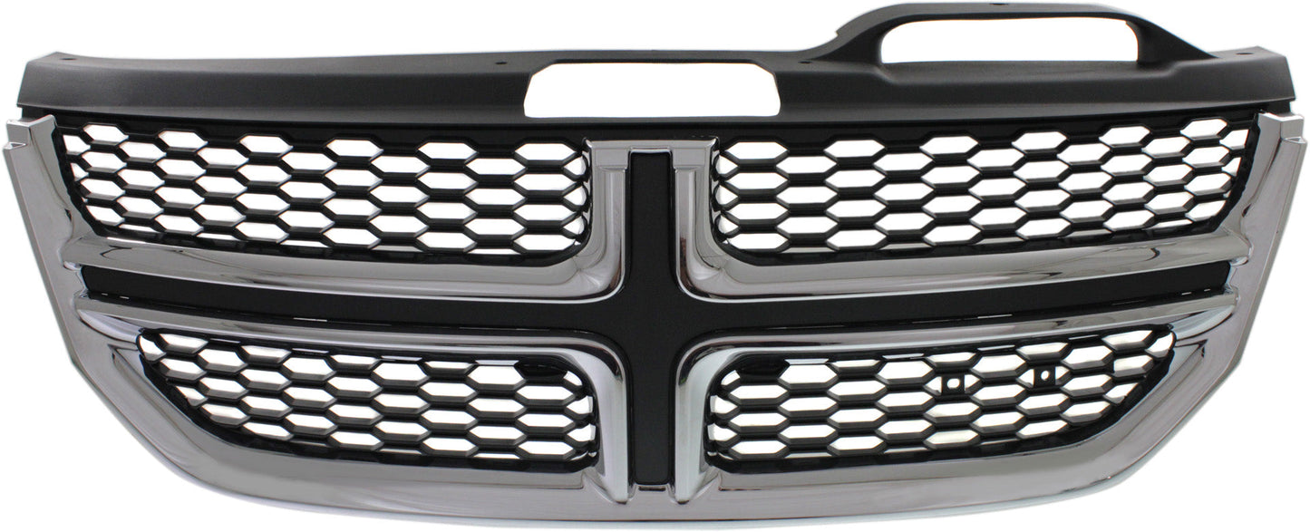 JOURNEY 11-20 GRILLE, Textured Black Shell and Insert, w/ Chrome Molding, w/o Fog Lights