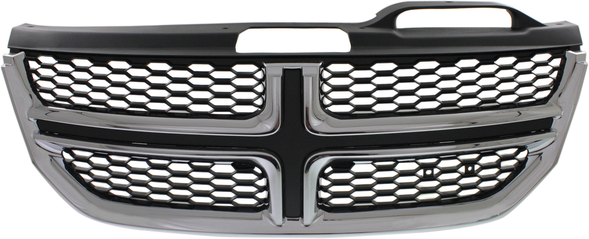 JOURNEY 11-20 GRILLE, Textured Black Shell and Insert, w/ Chrome Molding, w/o Fog Lights