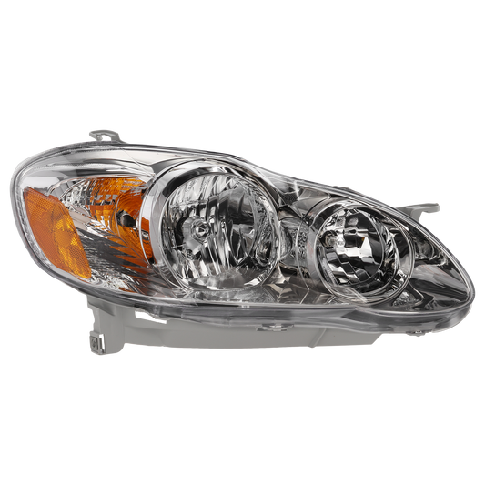 COROLLA 05-08 HEAD LAMP RH, Assembly, Halogen, CE/LE Models, Chrome Interior, USA Built Vehicle