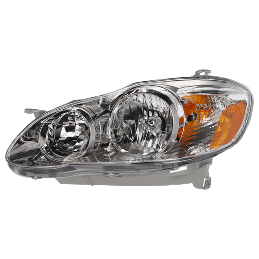 COROLLA 05-08 HEAD LAMP LH, Assembly, Halogen, CE/LE Models, Chrome Interior, USA Built Vehicle - CAPA