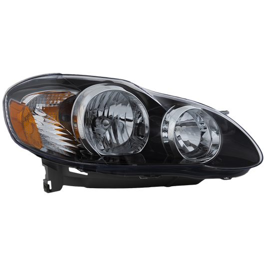 COROLLA 05-08 HEAD LAMP RH, Assembly, Halogen, S (05-08)/XRS (05-06), Black Interior, USA Built Vehicle