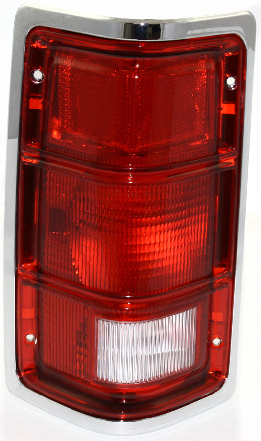 DAKOTA 87-96 TAIL LAMP LH, Lens and Housing, w/ Chrme Outer Trim, w/o Chrme Inner Stripes