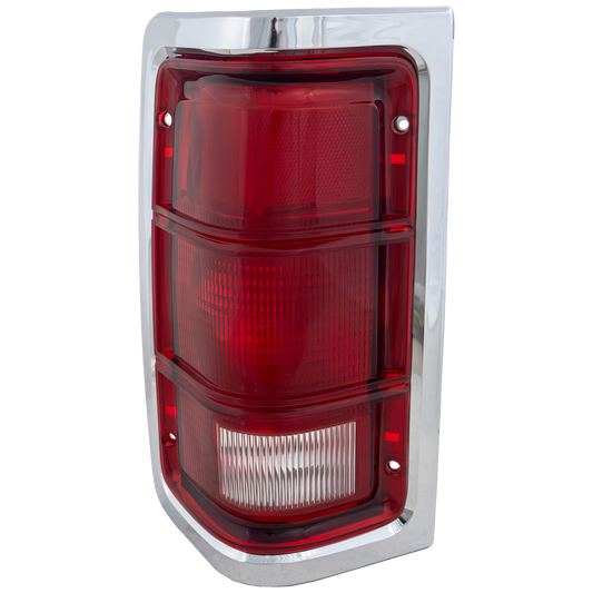 DODGE FULL SIZE P/U 88-93 TAIL LAMP LH, Lens and Housing, w/ Chrome Trim