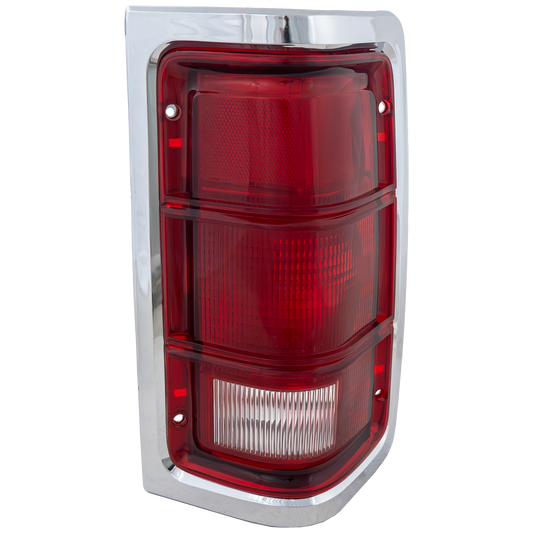 DODGE FULL SIZE P/U 88-93 TAIL LAMP RH, Lens and Housing, w/ Chrome Trim