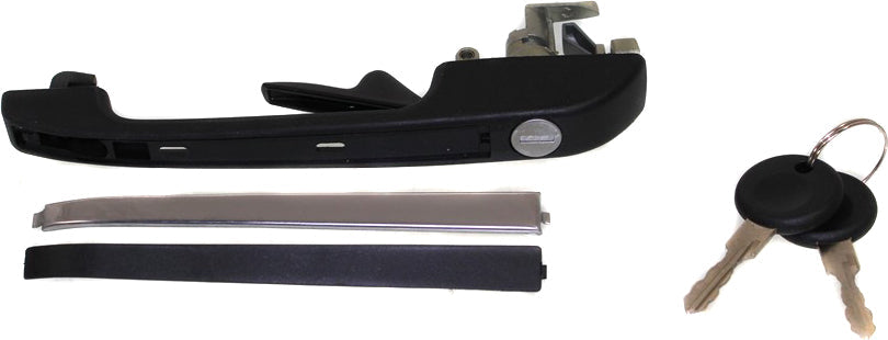RABBIT 79-83/JETTA 85-92 FRONT EXTERIOR DOOR HANDLE LH, Textured Black, w/ Chrome Trim, w/ Keyhole, Includes 2 Keys