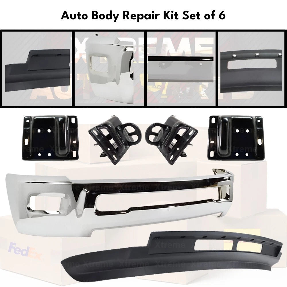Front Bumper Face Bar Chrome & Bumper Brackets Kit Fits 2011-2018 Ram 2500 3500