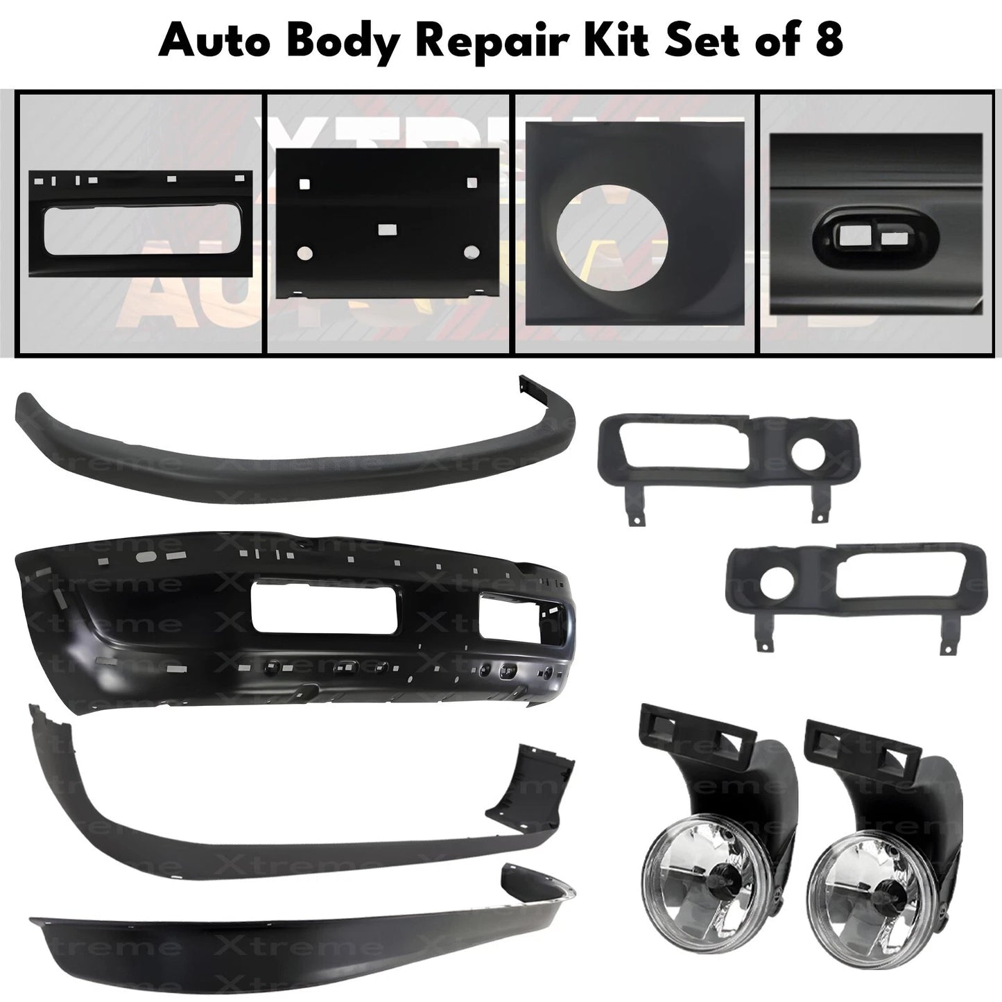Front Bumper Primed Steel & Fog Lights Kit For 1994-2002 Dodge Ram 1500 2500