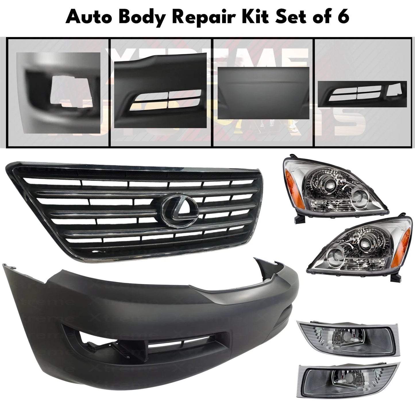 Front Bumper Cover Primed Plastic & Headlights Assembly Fits 2003-09 Lexus GX47