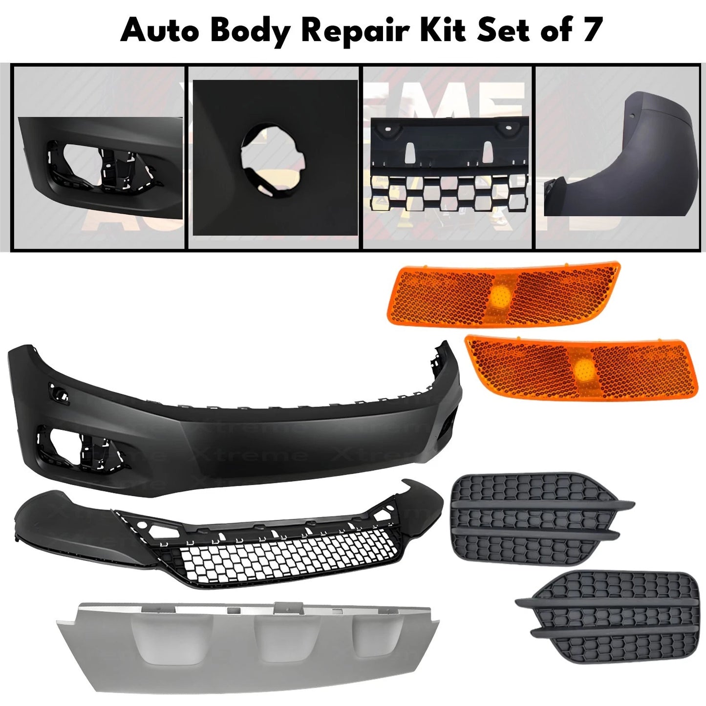 Front Bumper Cover Primed & Fog Lights Cover Kit For 2012-2018 Volkswagen Tiguan