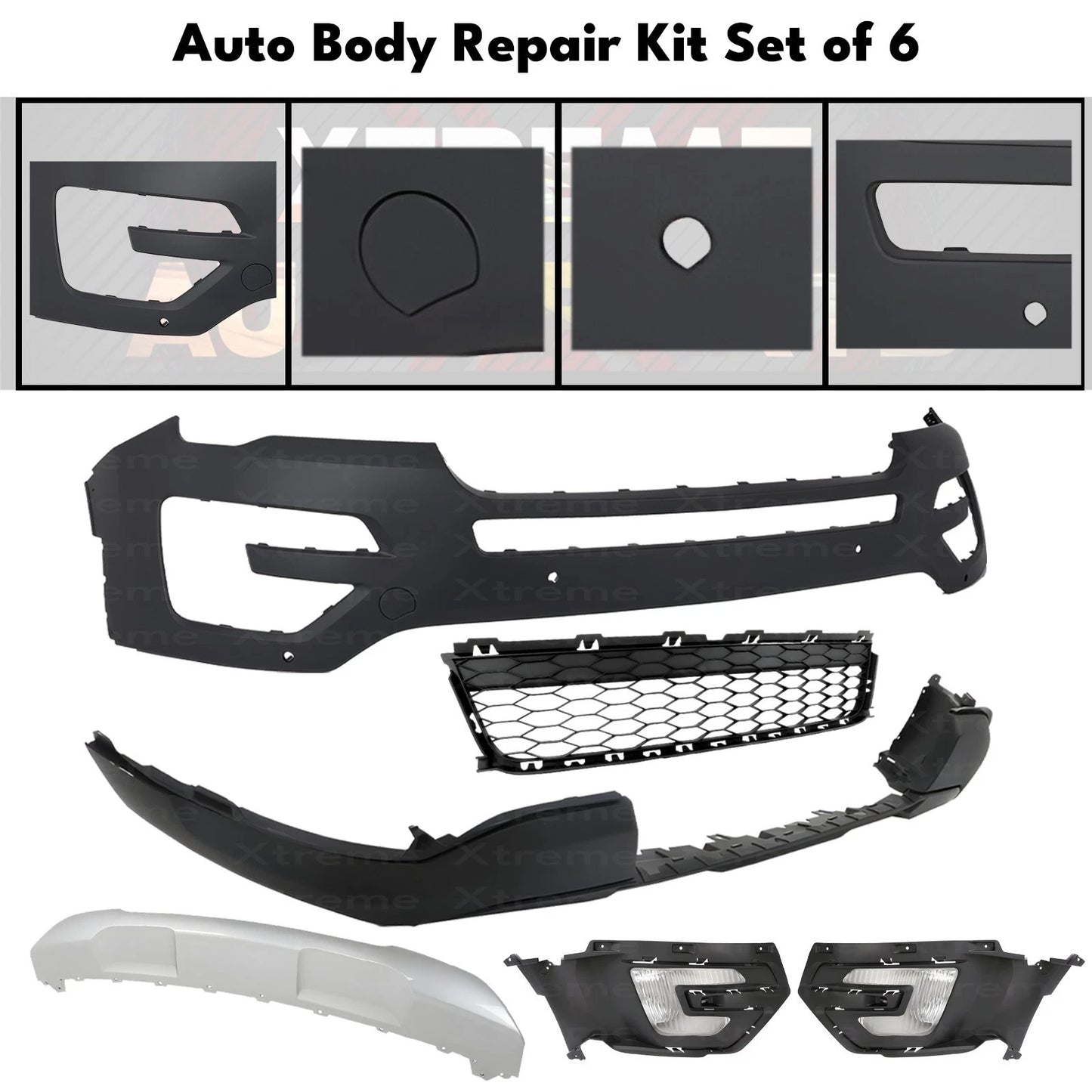 Front Bumper Cover Primed Plastic & Fog Lights Kit Fits 2016-2017 Ford Explorer