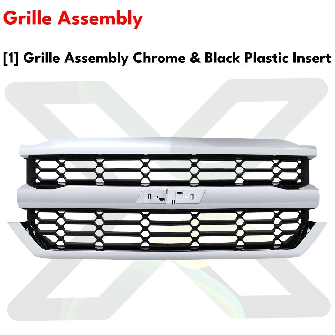 Front Bumper Chrome & Headlight Kit Fits 2016-2018 Chevrolet Silverado 1500