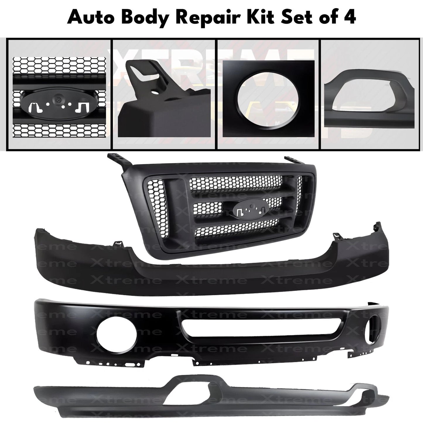 Front Bumper Face Bar Primed & Grille Assembly Kit Fits 2006-2008 Ford F-150