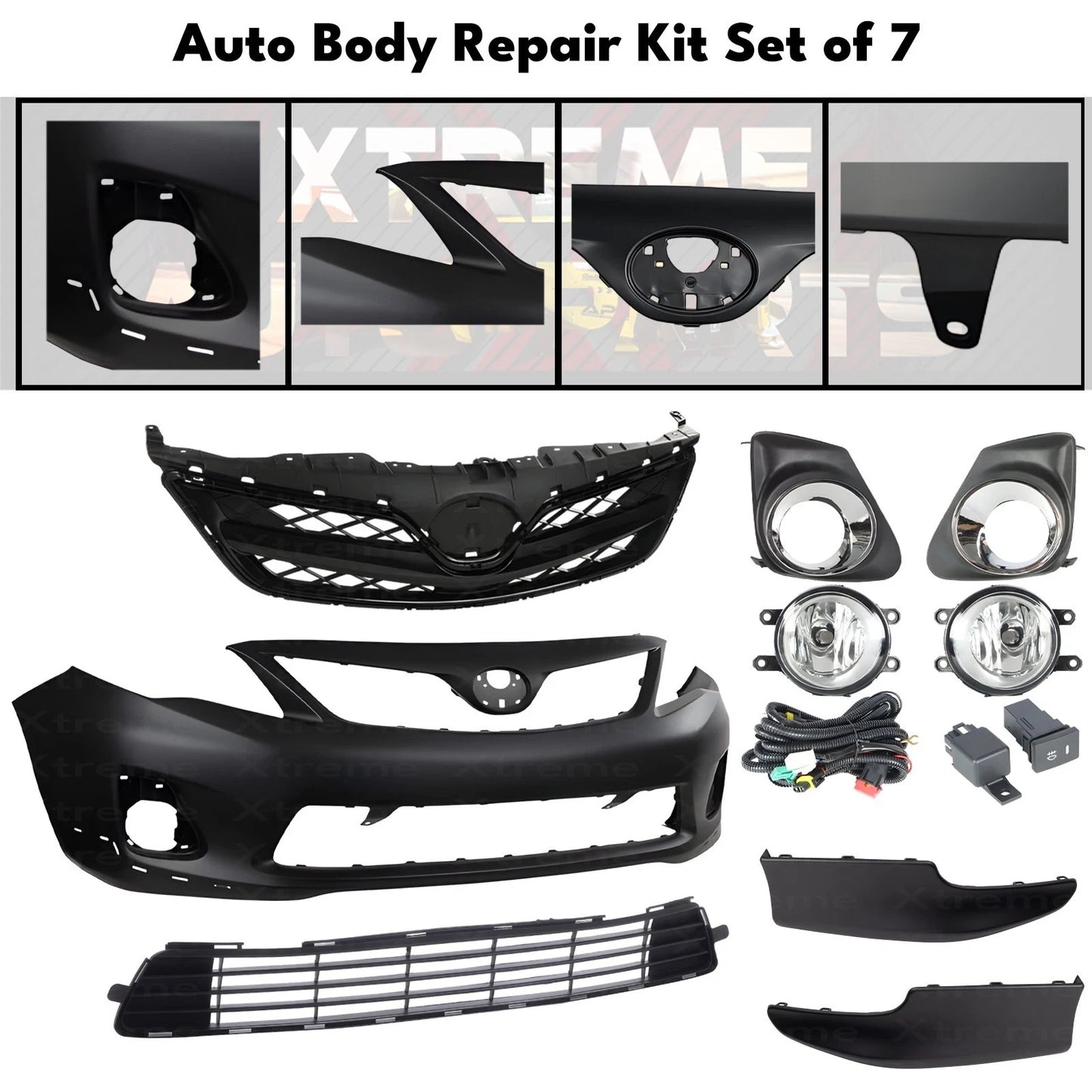 Front Bumper Cover Paintable & Grille Assembly Kit Fits 2011-2013 Toyota Corolla