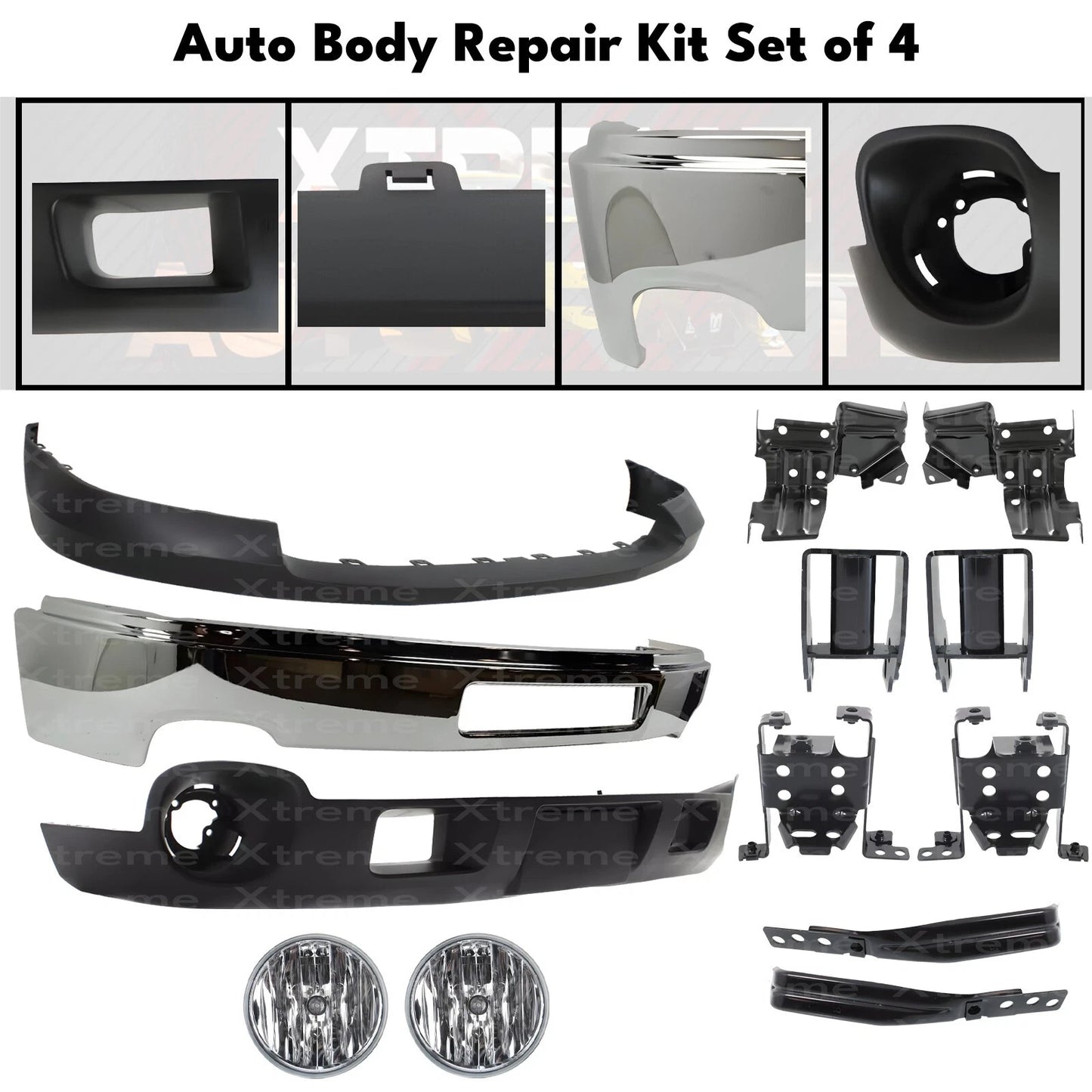 Front Bumper Chrome & Brackets Kit Fits 2011-2014 GMC Sierra 2500 HD & 3500 HD