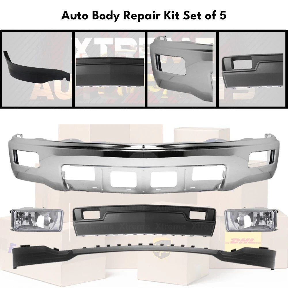 Front Bumper Chrome & Fog Lights Kit For 2014-2015 Chevrolet Silverado 1500