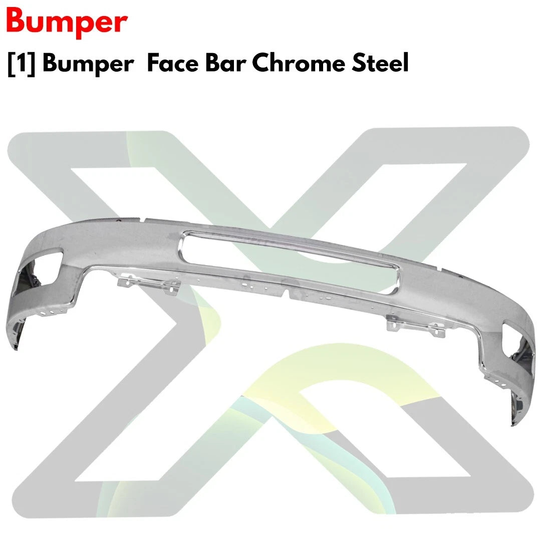 Front Bumper Chrome Steel Kit With Brackets For 2011-2014 Silverado 2500 3500 HD