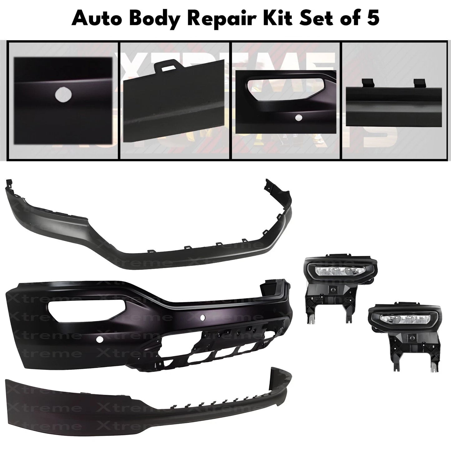 Front Bumper Paintable Steel & Fog Lights Kit Fits 2016-2018 GMC Sierra 1500