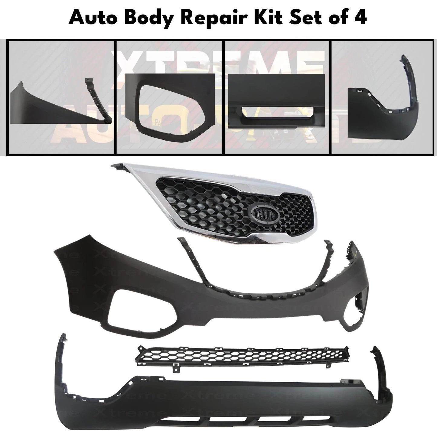 Front Bumper Cover Primed Plastic & Grille Assembly Fits 2011-2013 Kia Sorento