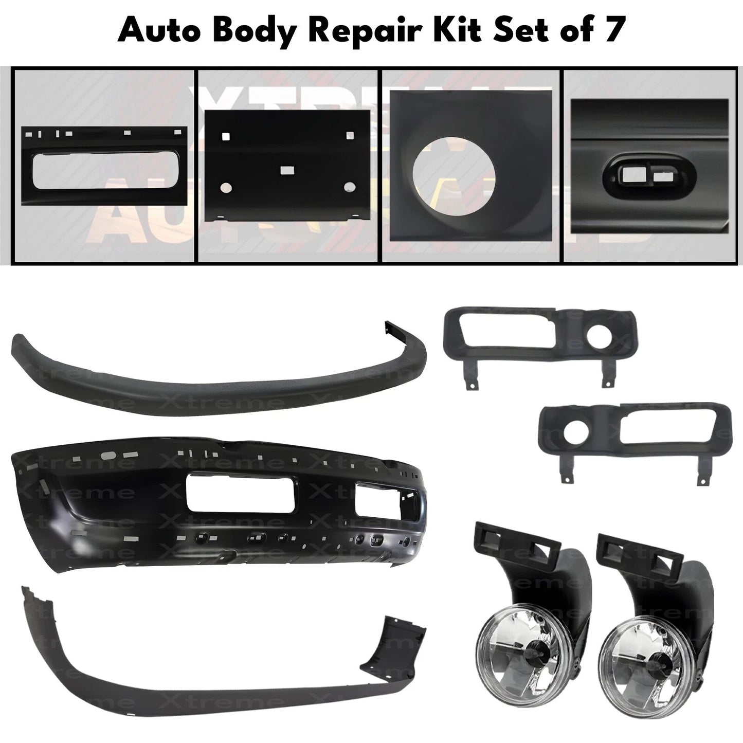 Front Bumper Primed Steel & Fog Lights Kit Fits 1994-2002 Dodge Ram 1500 2500