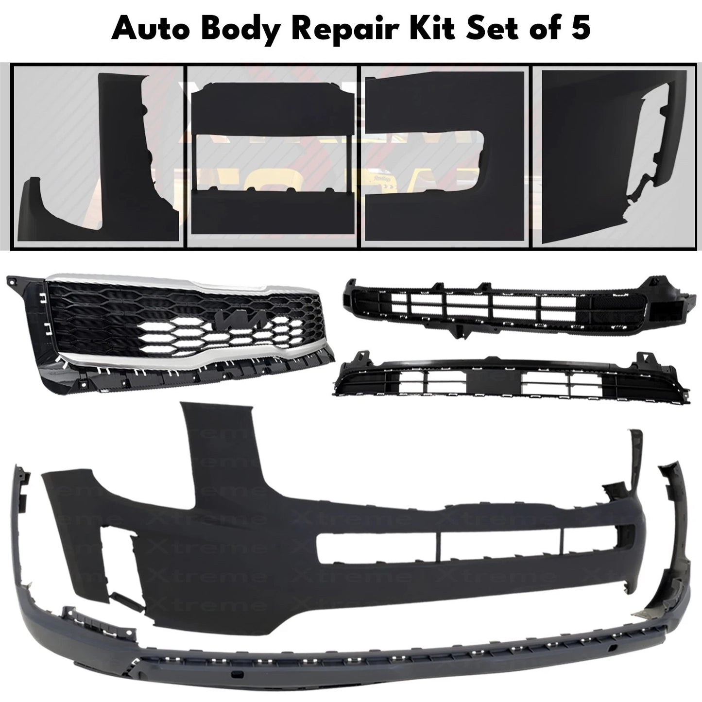 Front Bumper Cover Primed Plastic & Grille Assembly Fits 2020-2022 Kia Telluride